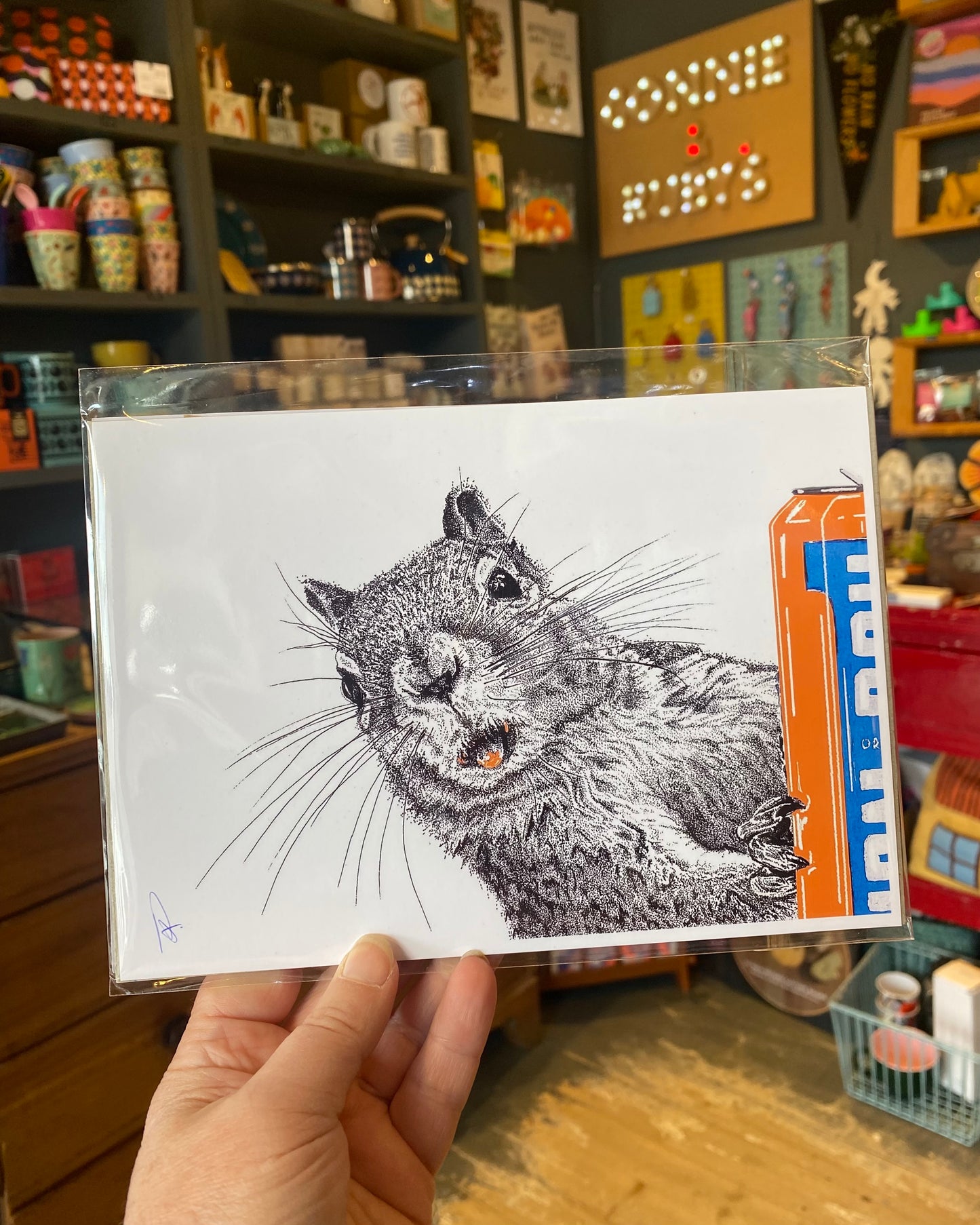 Pointillist Scottish Squirrel/Bru Print