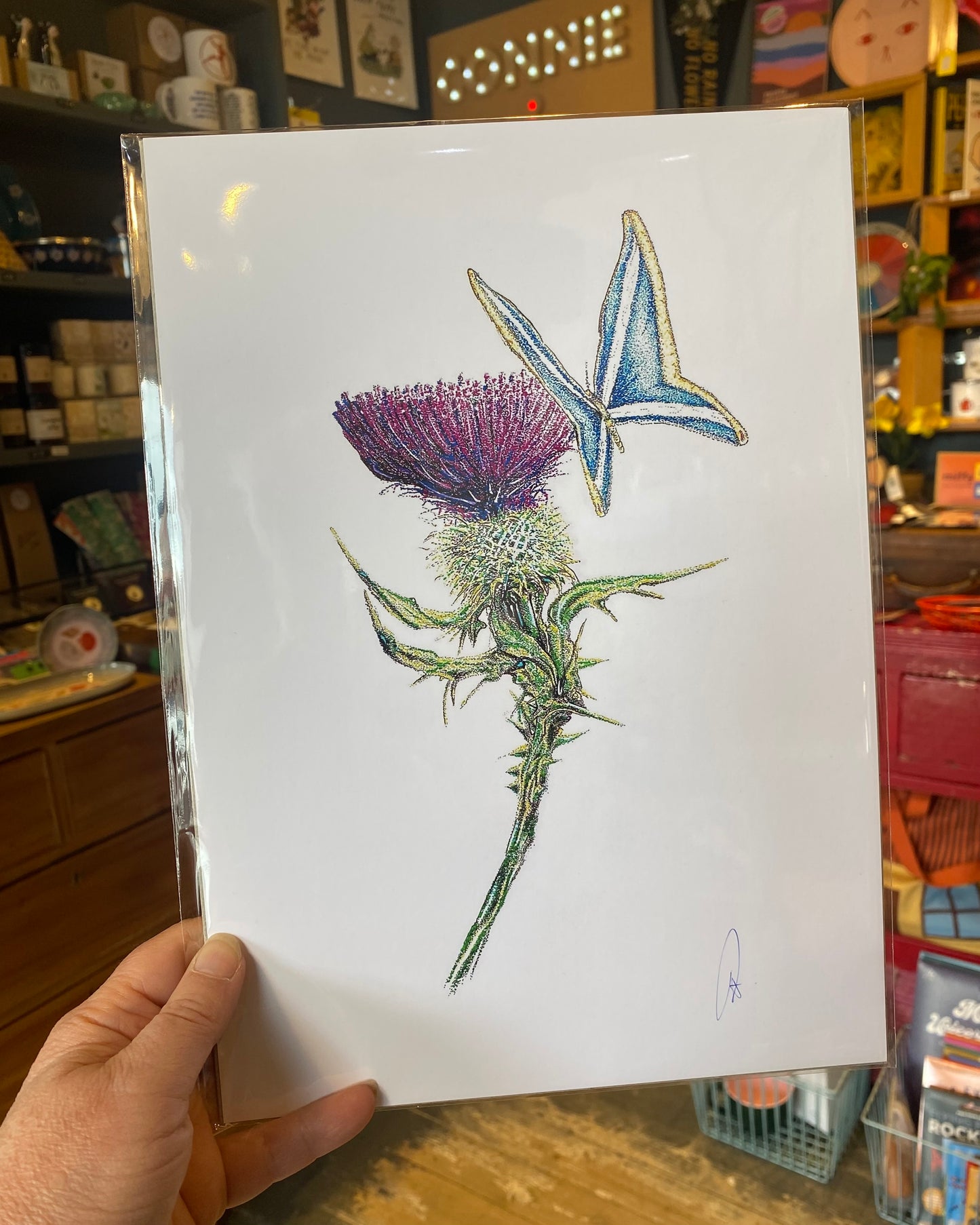 Pointillist Scottish Thistle Print