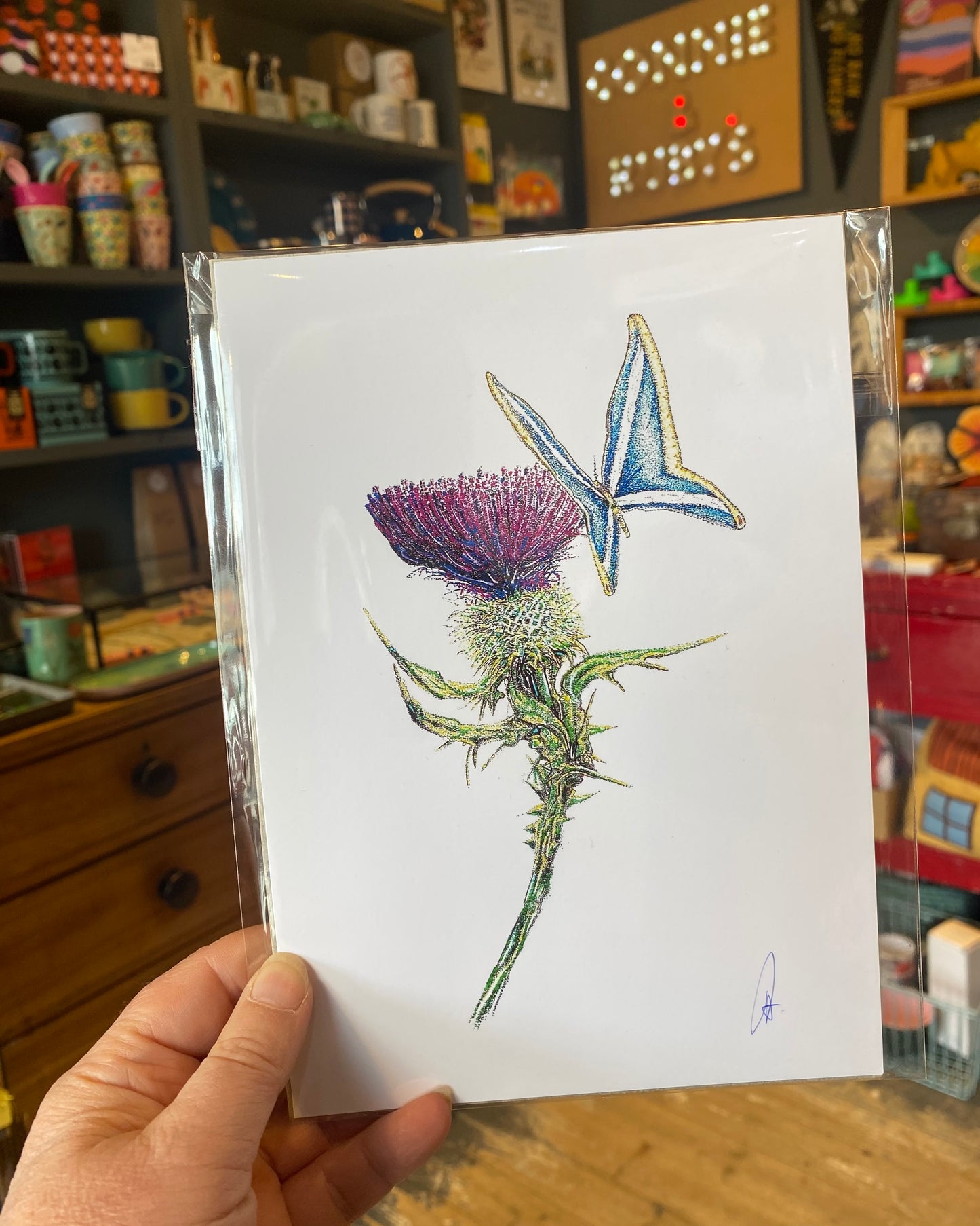 Pointillist Scottish Thistle Print