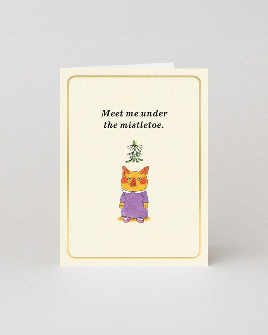 Meet Me Under The Mistletoe Mini Christmas Card by Richard Scarry