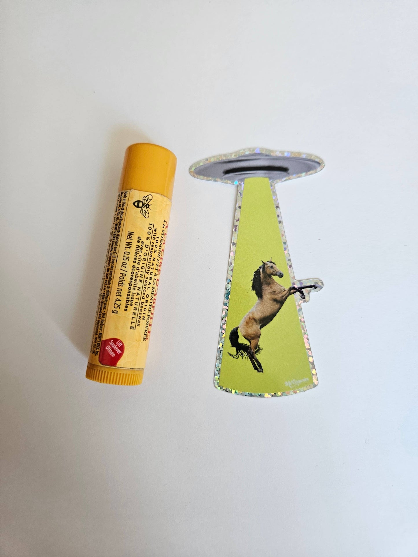 Horse Abduction UFO Glitter Sticker
