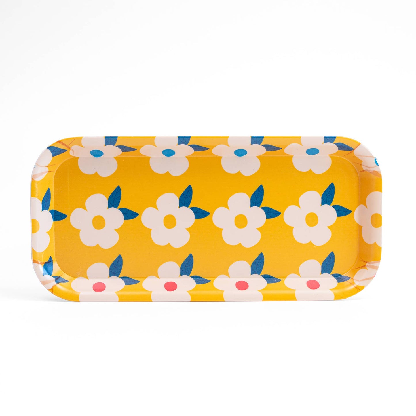 Retro Floral Tray In Yellow