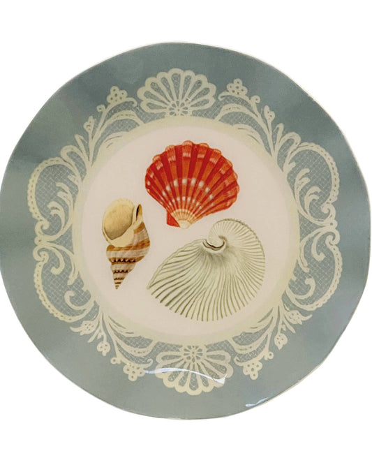 Sea Shells Wavy Round Enamel Mini Tray