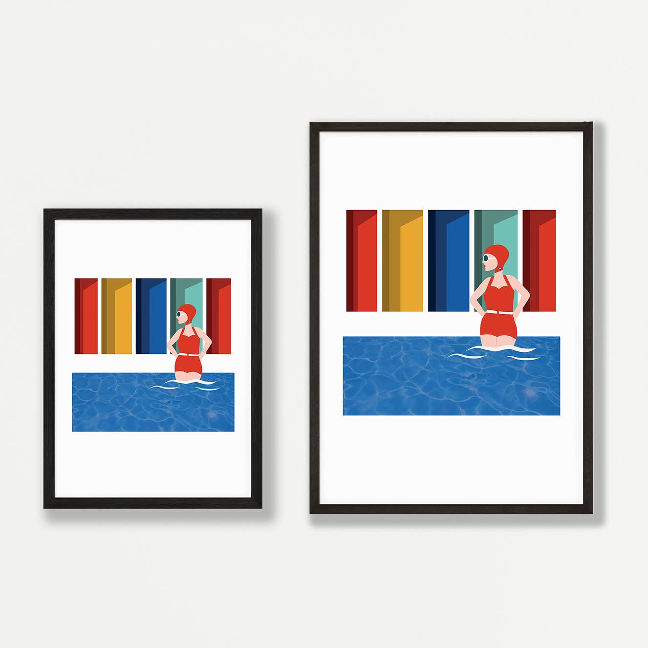 Retro Lido Lady Swimming A4 Print