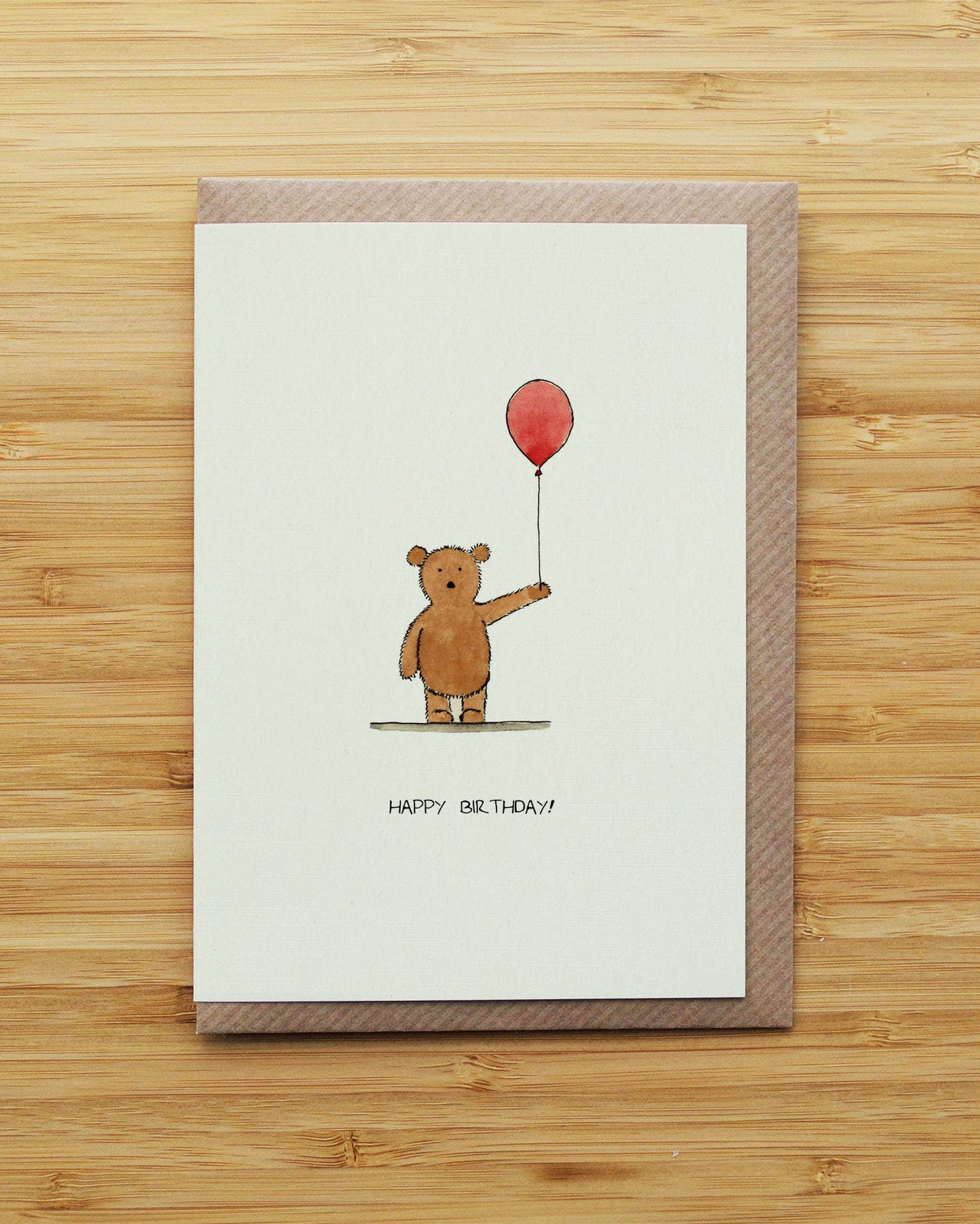 Teddy Bear and Balloon Birthday Card