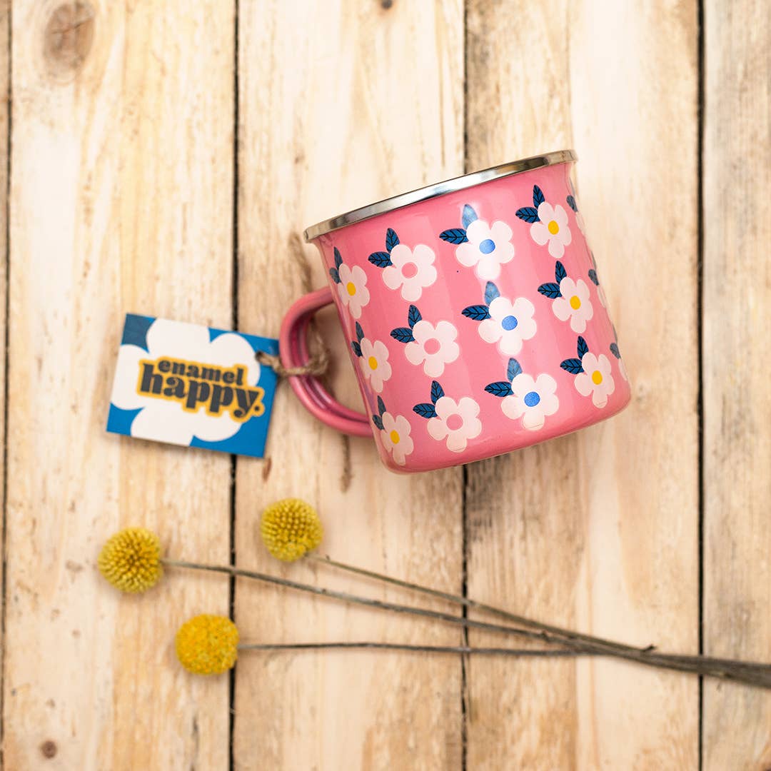 Retro Floral Enamel Camping Mug