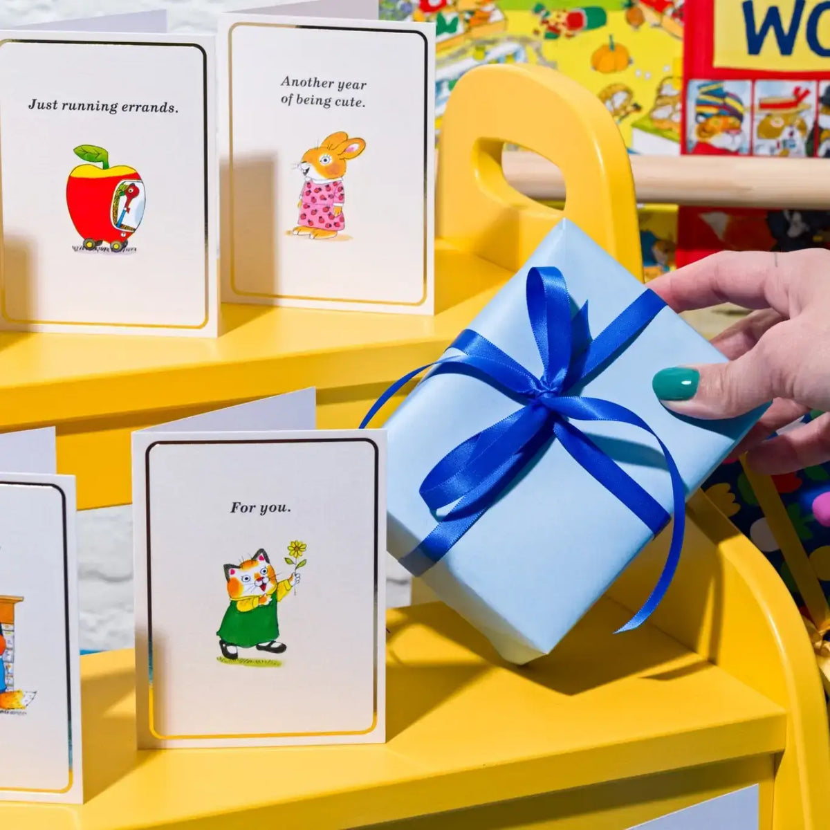 Meet Me Under The Mistletoe Mini Christmas Card by Richard Scarry