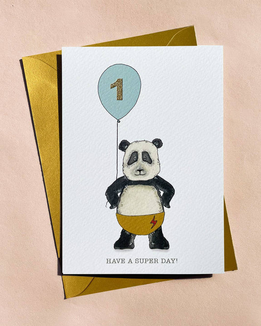 Age 1 Panda Birthday Card