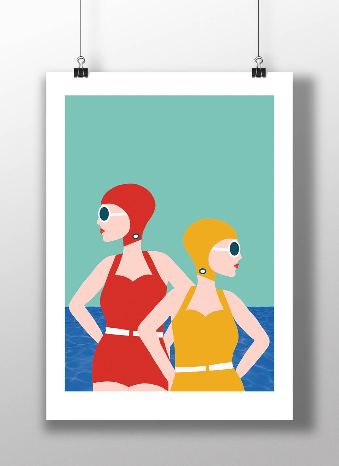 Retro Lido Style Swimming A4 Print