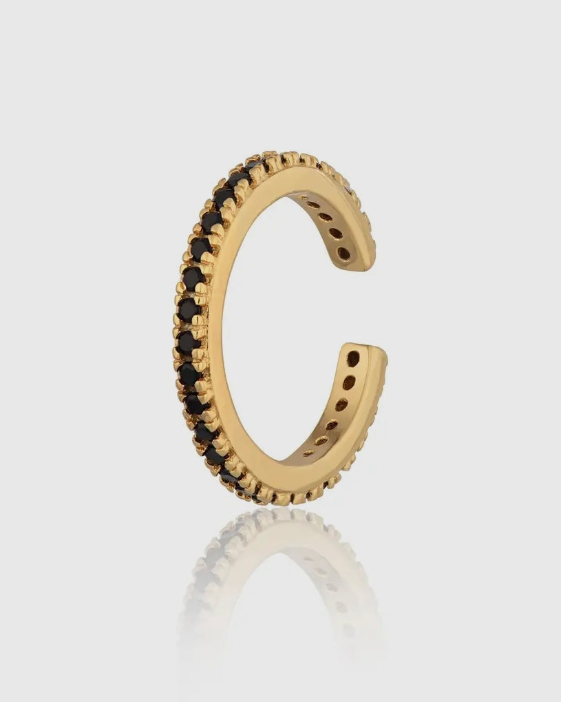 Black Stone Gold Ear Cuff-Scream Pretty-My Beautiful Caravan