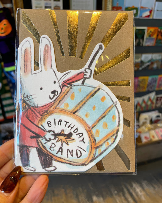 Birthday Band Drummer Cut Out Card