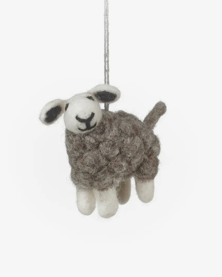 Handmade Felt Herdwick Sheep Hanging Decoration