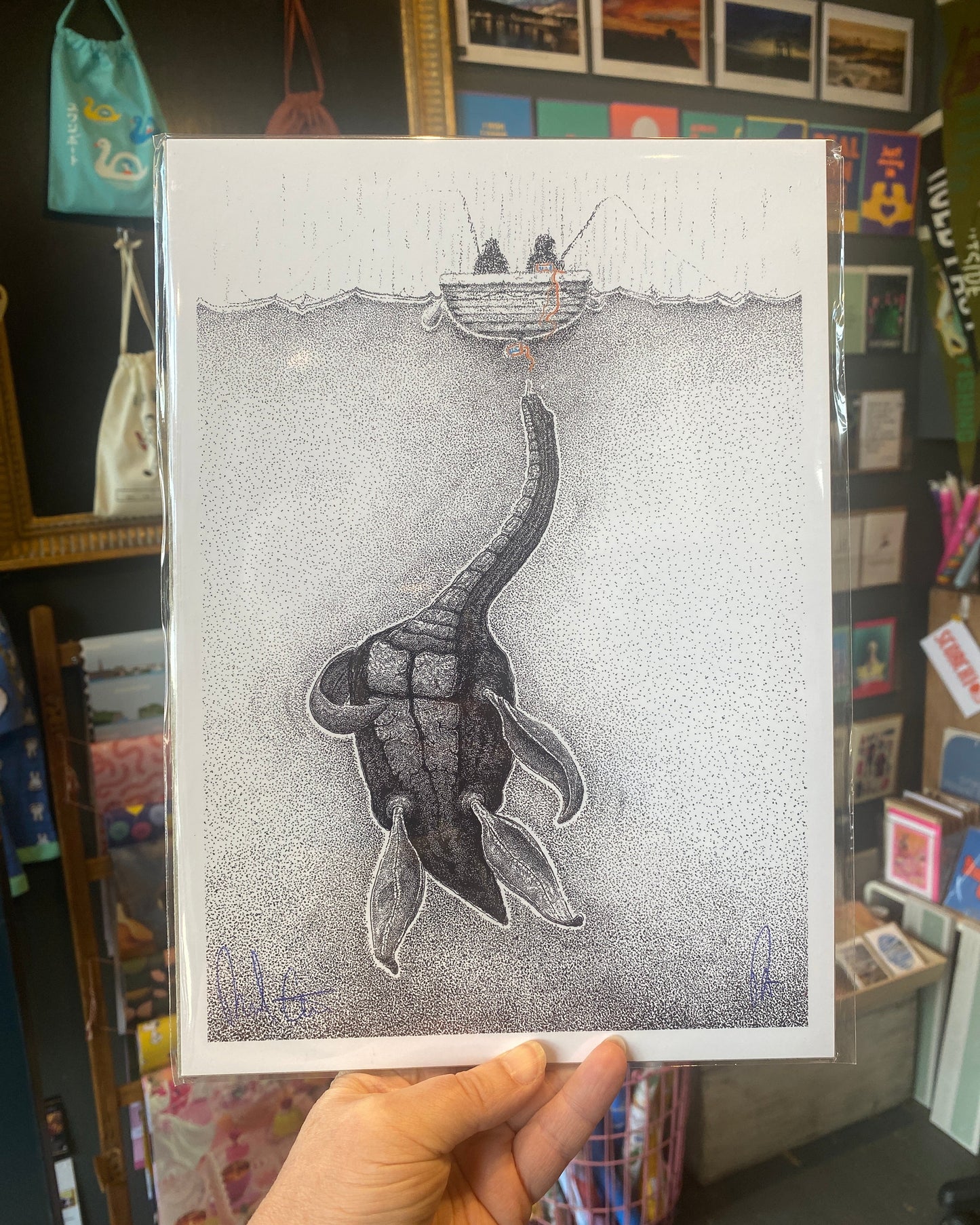 Pointillist Scottish Nessie Print