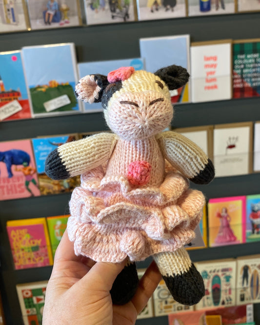Cow In A Pink Dress - Knitted Soft Toy