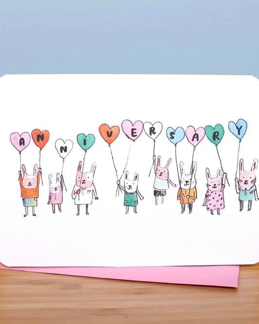 Balloon Bunnies Anniversary Card
