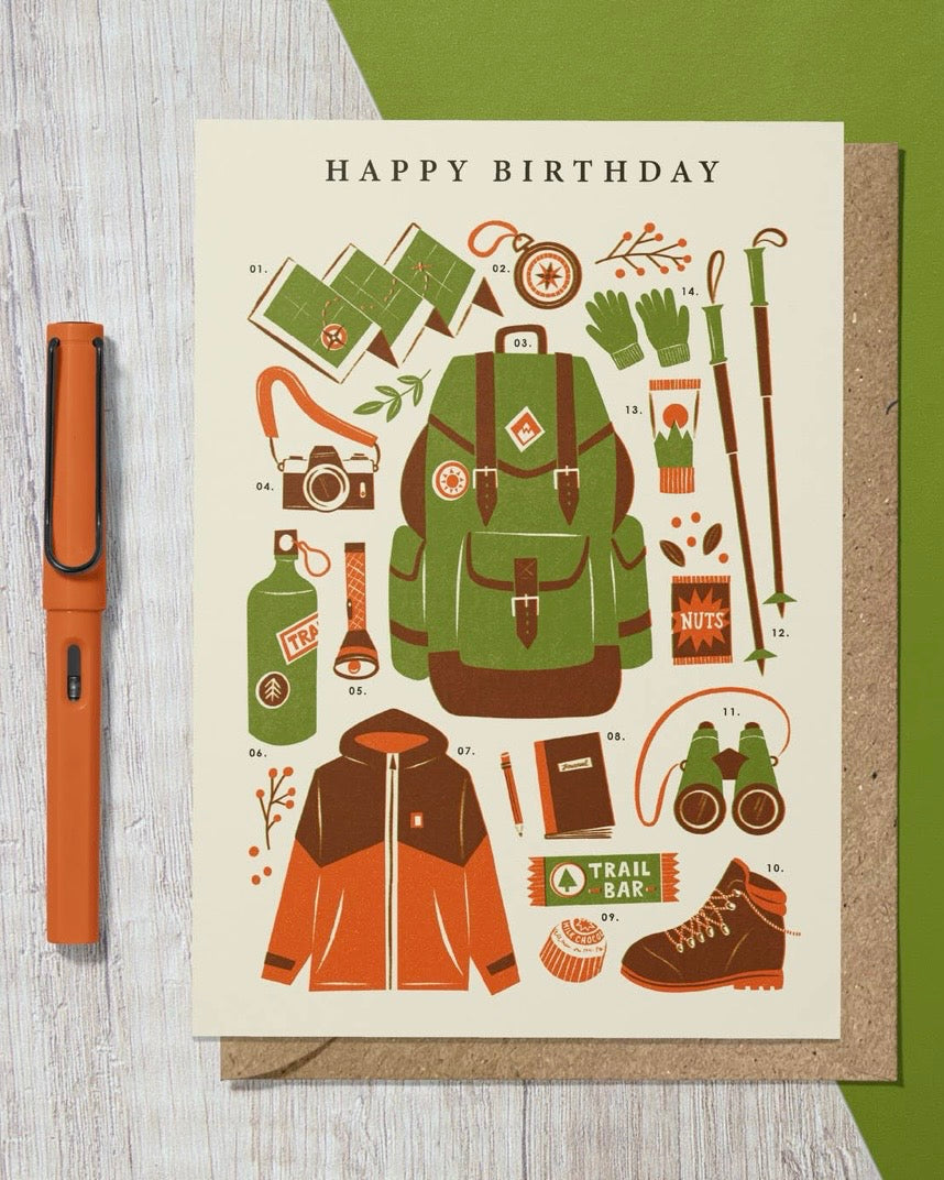 Hiking Kit Birthday Card