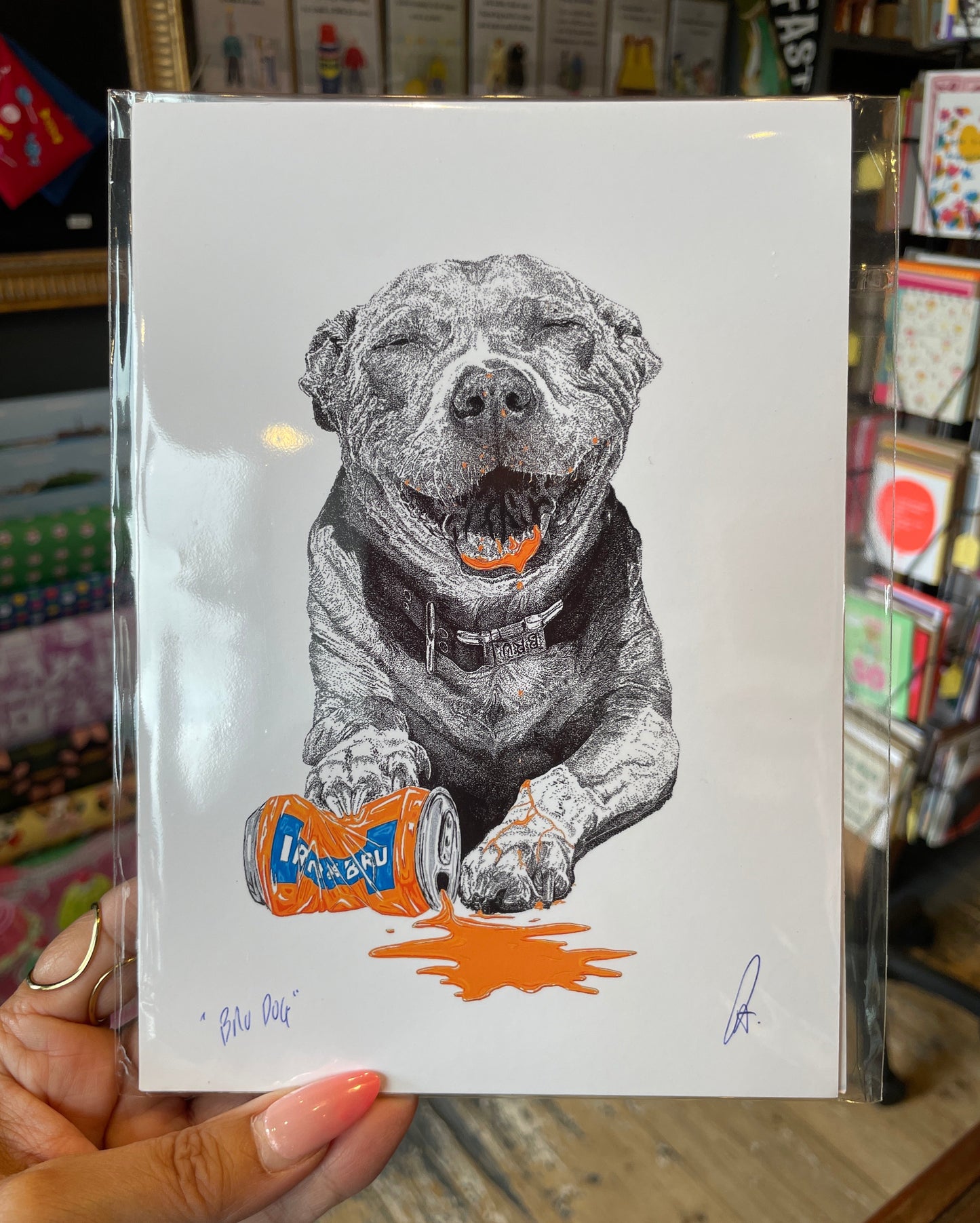 Pointillist Scottish Bru Dog Print