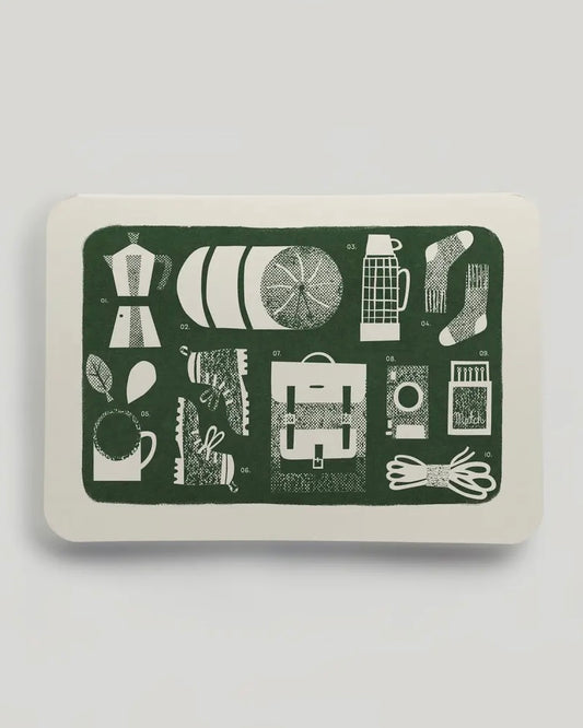 Hiking Essentials Greetings Card-Oldfield Design Co-My Beautiful Caravan