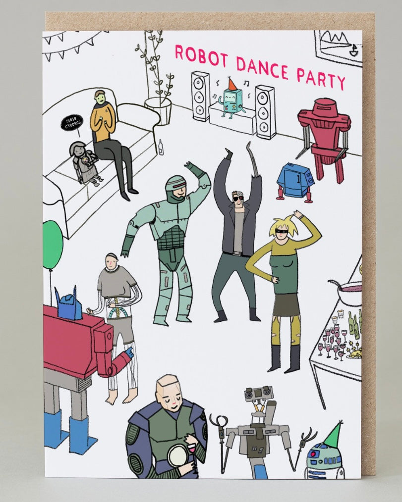 Robot Dance Party Card-Hole In My Pocket-My Beautiful Caravan