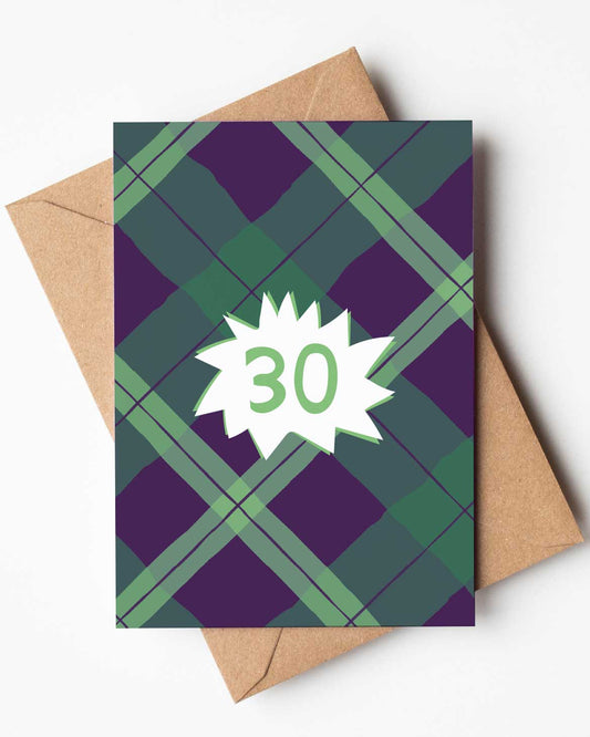 Tartan ‘30' Birthday Card