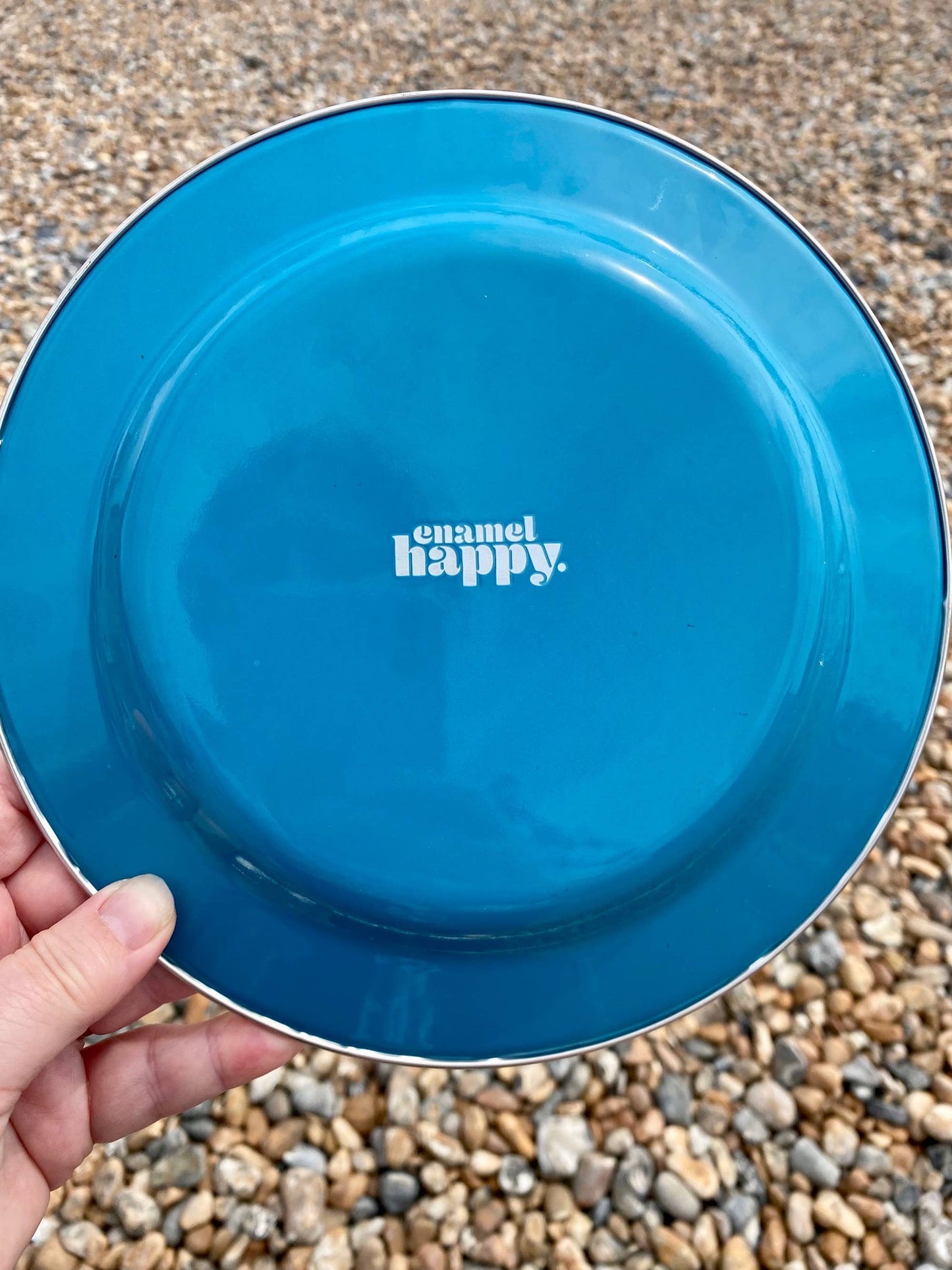 Floral Blue Enamelware Plate
