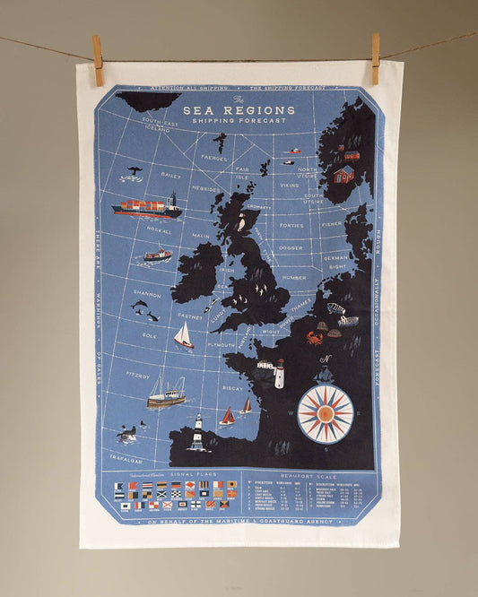 The Sea Regions of the United Kingdom Tea Towel