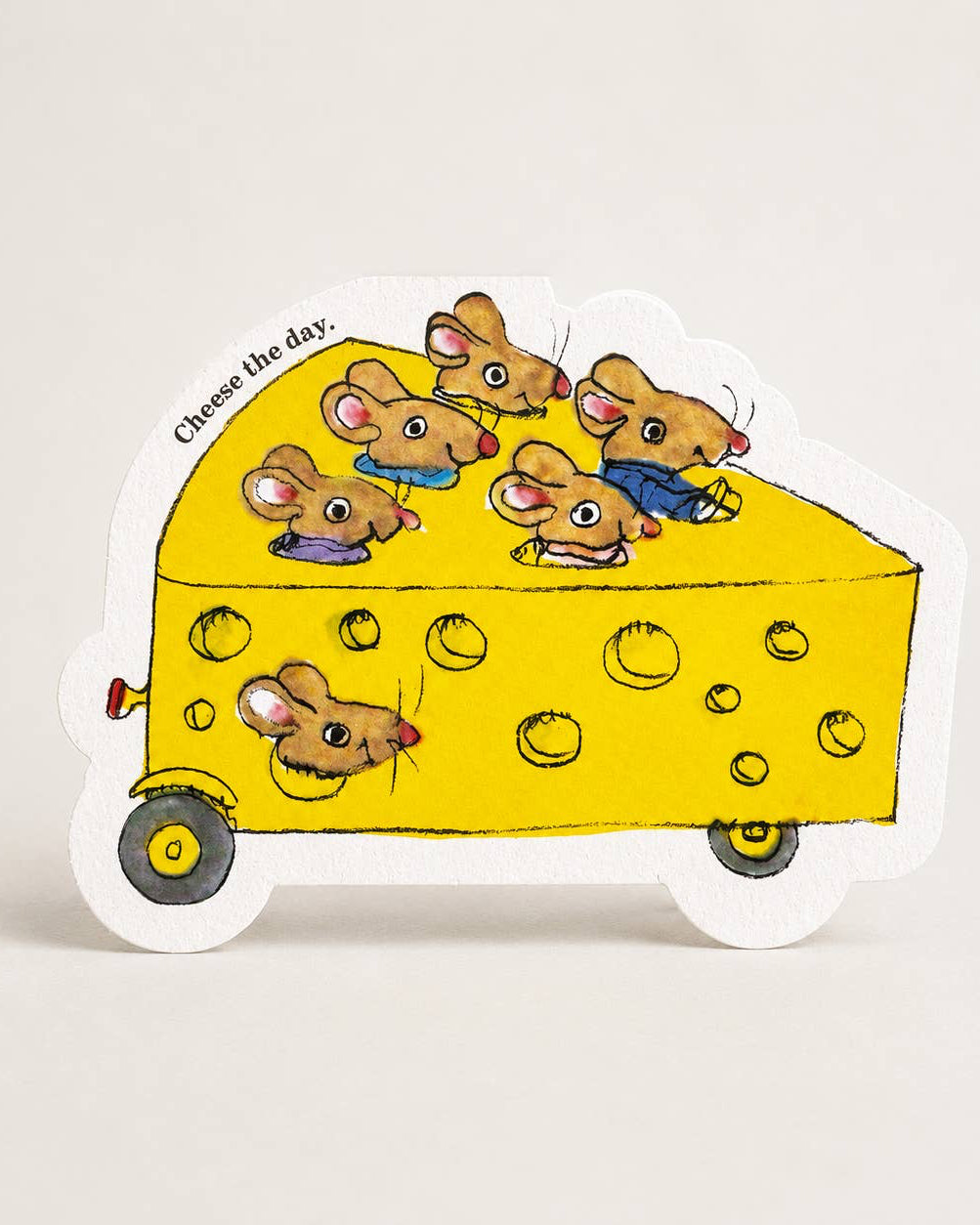 Cheese Mouse Car - Die-cut card by Richard Scarry